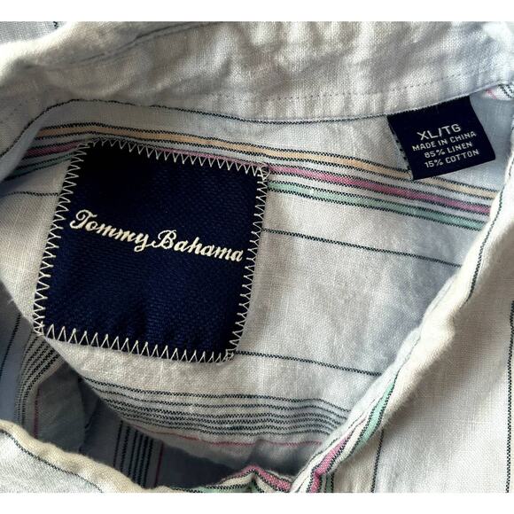 Tommy Bahama Button Up Shirt Blue Stripe XL - Picture 5 of 5